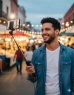 Selfie Stick Extensible 70cm con Trípode y Luz LED - Imagen 3