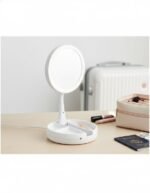 Espejo de Maquillaje LED Doble Plegable con Zoom 1x/10x y Porta Maquillaje