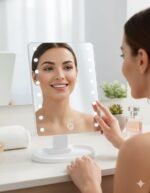 Espejo de Maquillaje LED con Luz Regulable y Base Giratoria - Iluminación Profesional - Imagen 2